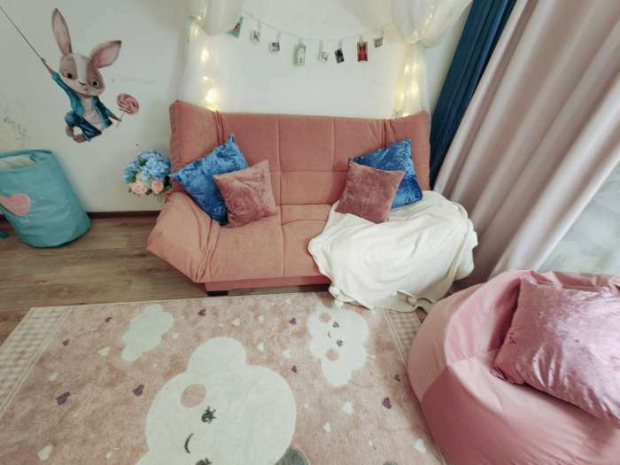 Фотография покупателя товара Прямой диван «Джакарта», механизм клик-кляк, велюр, цвет пыльная роза