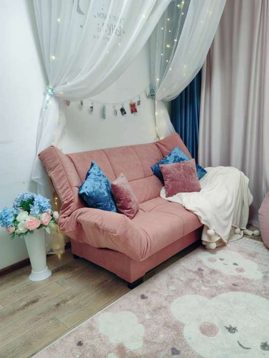 Фотография покупателя товара Прямой диван «Джакарта», механизм клик-кляк, велюр, цвет бирюзовый - Фото 1