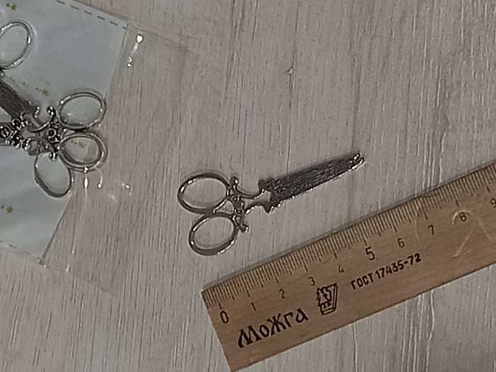 Фотография покупателя товара Декор металл для творчества "Ажурные ножницы" серебро (А9361) 3,6х2,5 см - Фото 1