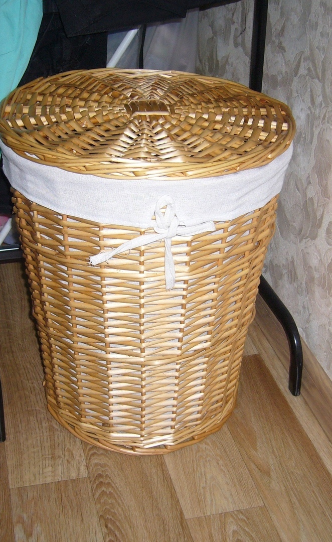 Фотография покупателя товара Корзина для белья универсальная плетёная Доляна «Рустик», 34×34×43 см - Фото 1
