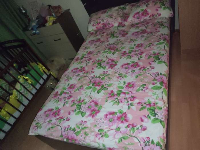 Фотография покупателя товара Простыня 1,5 сп Экономь и Я 150×215±3 «Цветы» цв.розовый, 120 г/м², 100%хлопок, бязь - Фото 1