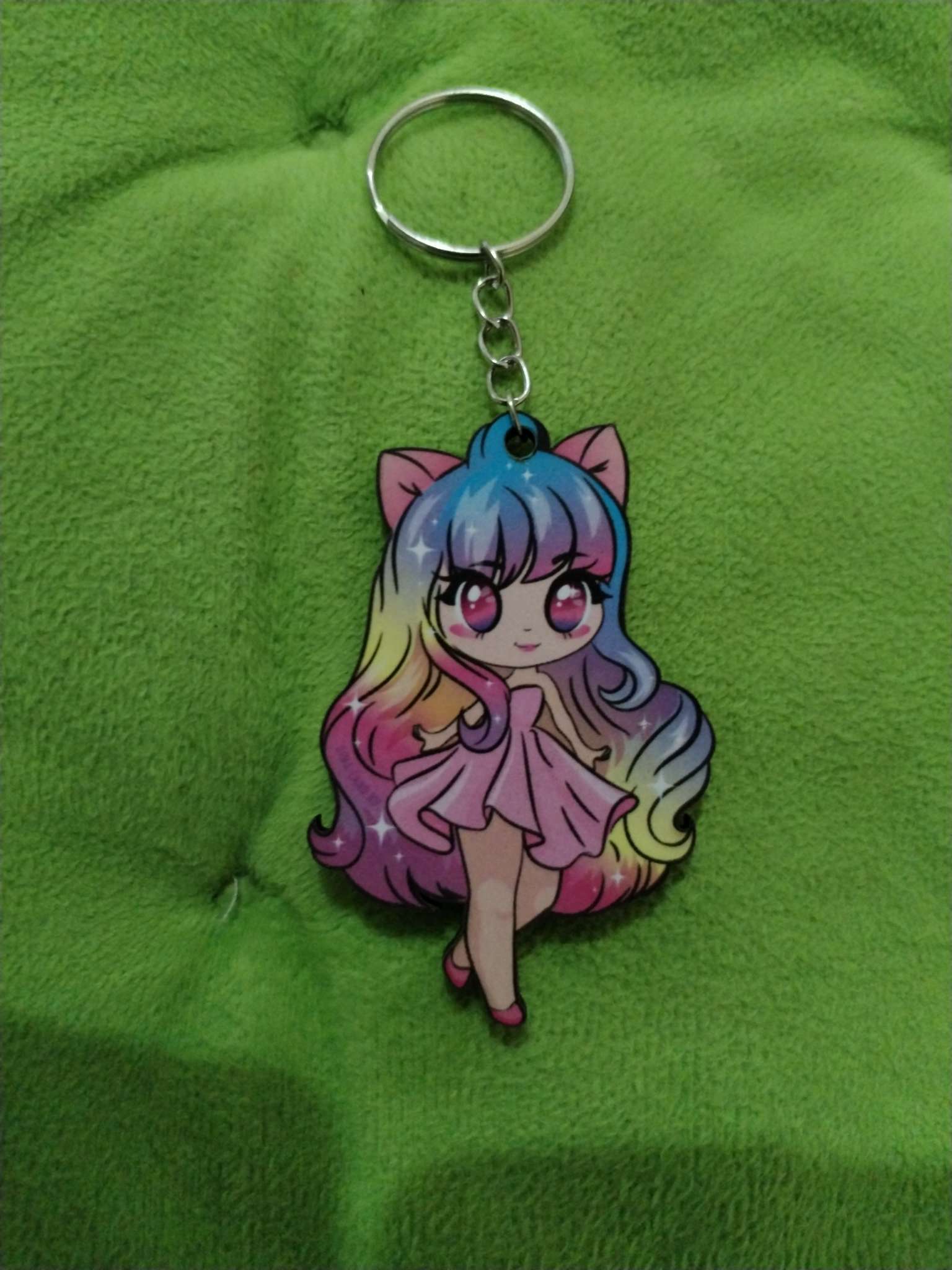 Фотография покупателя товара Брелок для ключей деревянный «Аниме девочка», 4.2×6.4 см - Фото 2