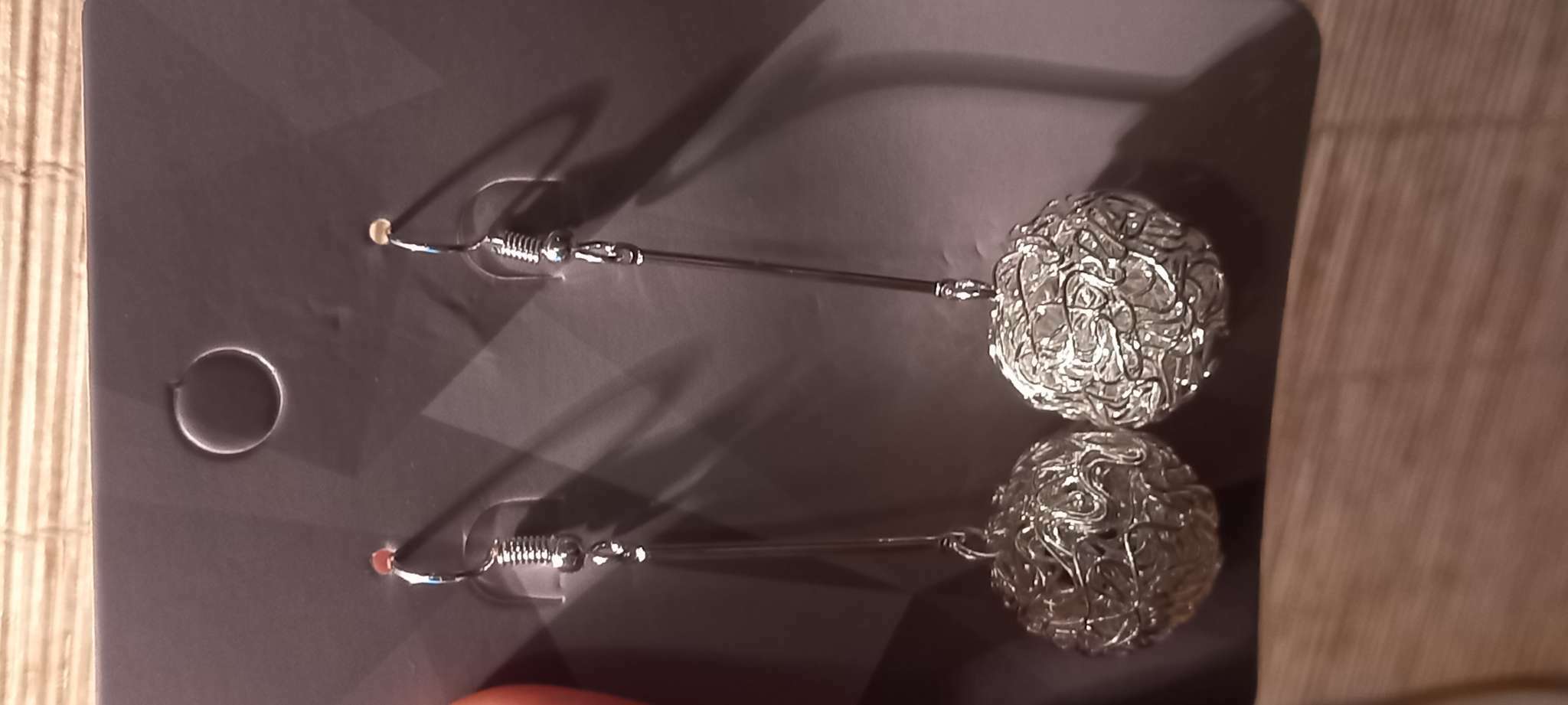 Фотография покупателя товара Серьги висячие «Шарик» переплетение, цвет светлое серебро, 6,5 см - Фото 1