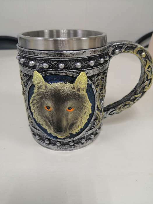 Фотография покупателя товара Кружка «Волк», 400 мл, цвет серебристый - Фото 4