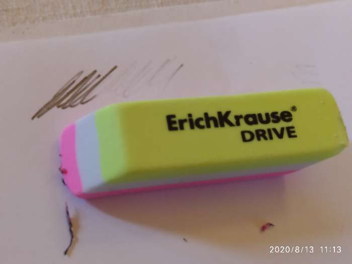 Фотография покупателя товара Набор ластиков 3 штуки ErichKrause Drive, 57 х 15 х 13 мм, мягкие, гипоаллергенные, прямоугольные, в блистере