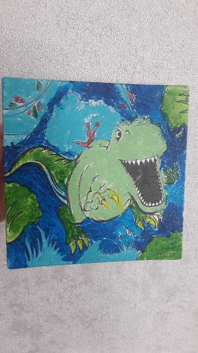 Фотография покупателя товара Картина по номерам «Динозавр в джунглях» 15×15 см - Фото 2