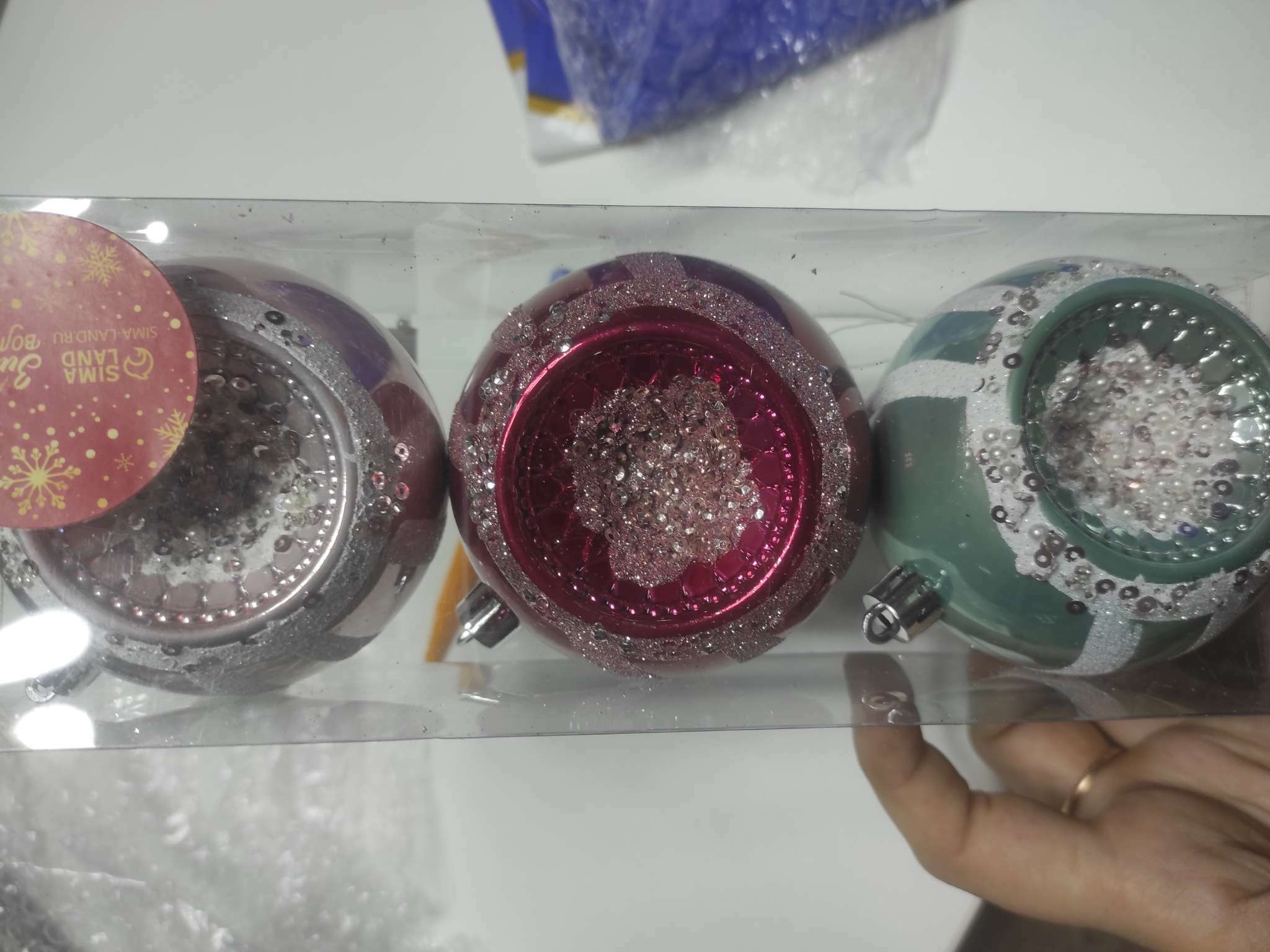 Фотография покупателя товара Ёлочные игрушки «Морозец», шары новогодние, d=8 см, набор 3 шт., МИКС - Фото 7