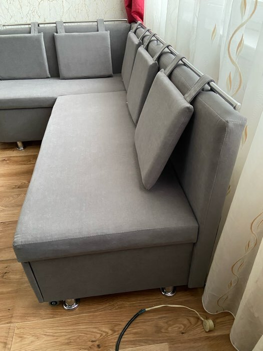 Фотография покупателя товара Угловой кухонный диван «Париж 1», механизм дельфин, угол левый, велюр, галакси лайт 021