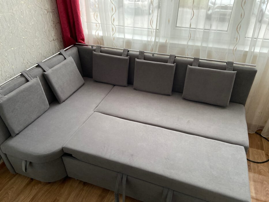 Фотография покупателя товара Угловой кухонный диван «Париж 1», механизм дельфин, угол левый, велюр, галакси лайт 004 - Фото 4