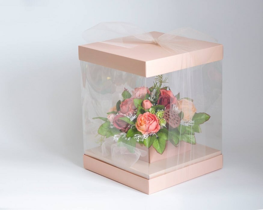 Фотография покупателя товара Коробка подарочная для цветов с вазой и пластиковыми окнами складная, упаковка, With love, 23×30×23 см - Фото 35