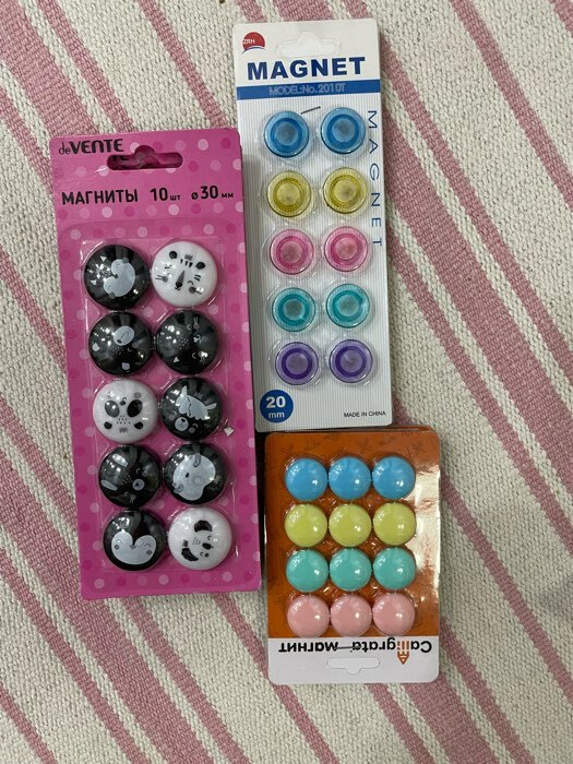 Фотография покупателя товара Набор магниты для доски d-2см, 12 штук, на блистере, пастель