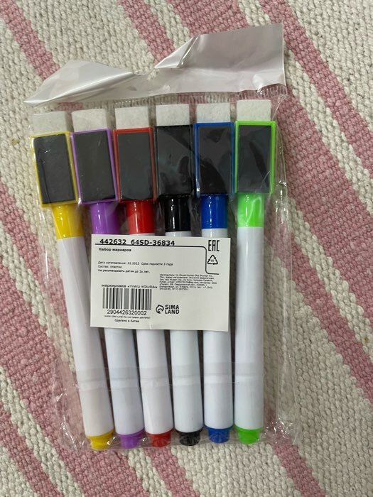 Фотография покупателя товара Маркер цветной на водной основе, с магнитом, набор 6 шт. - Фото 10
