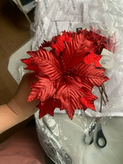 Фотография покупателя товара Декор "Зимний цветок" резной, 17х12 см, красный - Фото 3