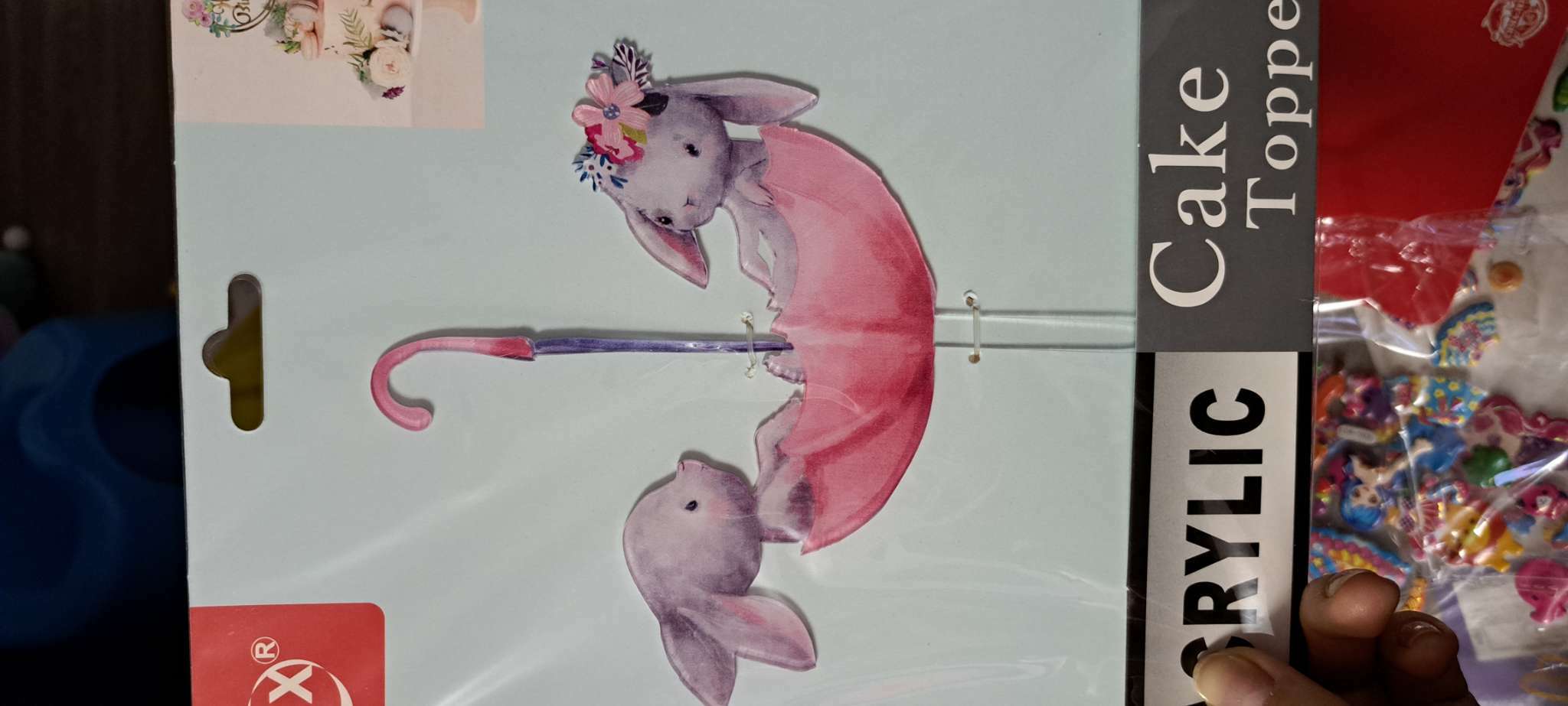 Фотография покупателя товара Топпер для торта «Кролики в зонтике» - Фото 1