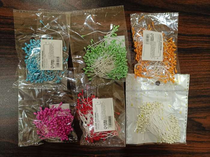 Фотография покупателя товара Тычинки для искусственных цветов "Капельки морская волна" (набор 130 шт) длина 6 см - Фото 2
