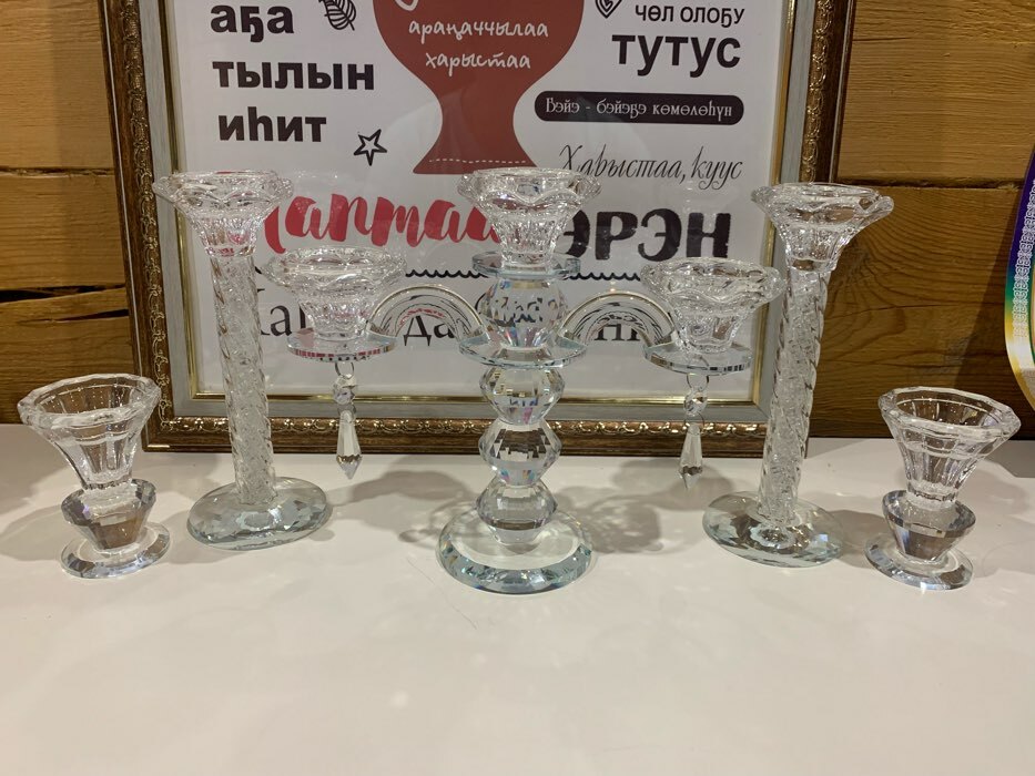 Фотография покупателя товара Стеклянный подсвечник на 3 свечи «Канделябр», 21×23.5×7.8 см - Фото 2