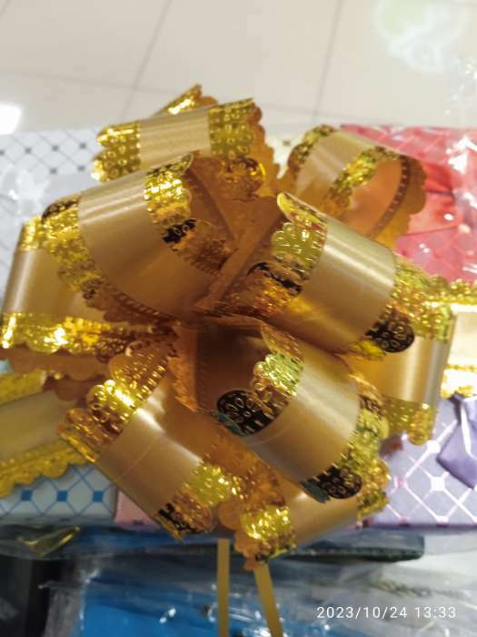 Фотография покупателя товара Подарочный бант-шар №5 полоска, серебро, для упаковки подарков - Фото 1