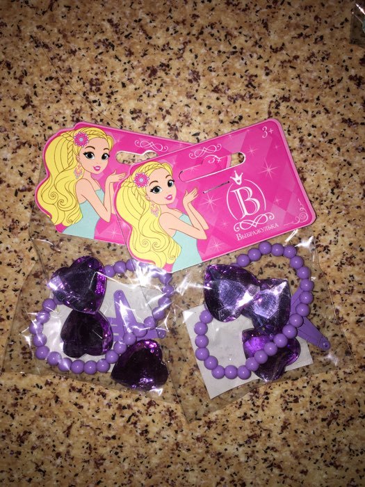 Фотография покупателя товара Комплект детский «Выбражулька» 3 предмета: браслет, 2 заколки, сердца, цвет МИКС
