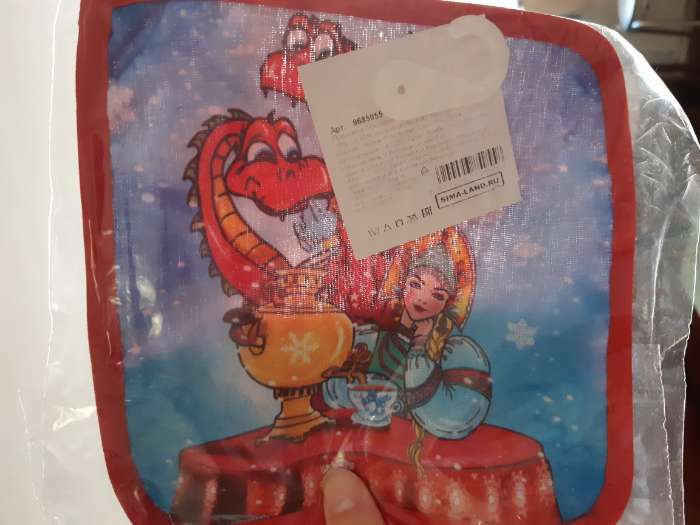 Фотография покупателя товара Прихватка "Чаепитие с драконом" 17х17 см, 35% хл, 65% пэ, ватин 250 г/м2