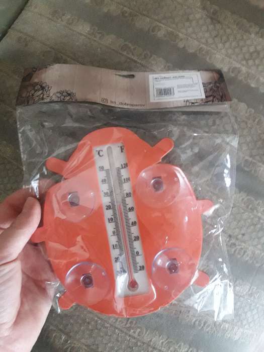 Фотография покупателя товара Пластиковый термометр оконный "Божья коровка" в пакете - Фото 4