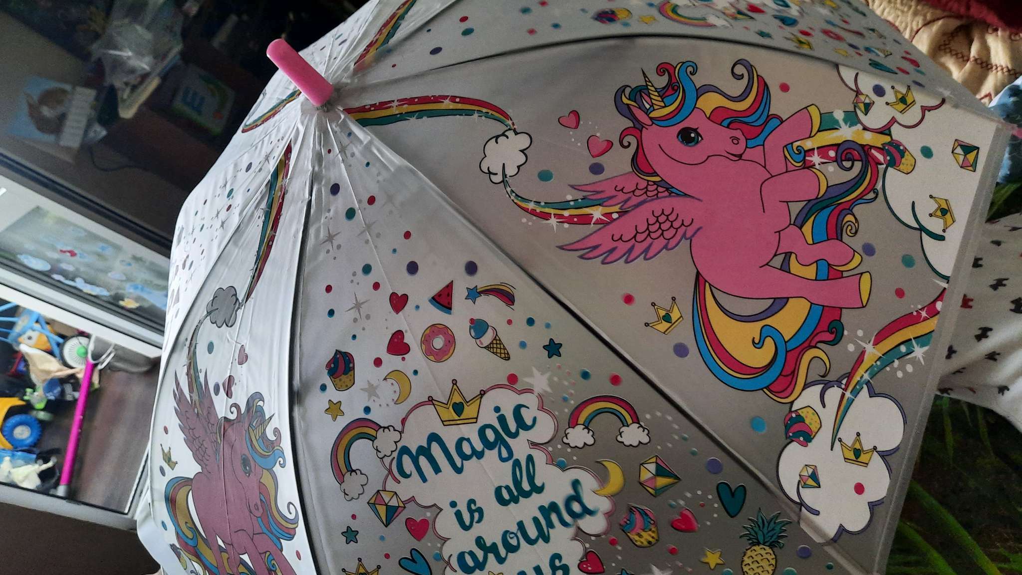 Фотография покупателя товара Детский зонт «Радужный единорог» 84 × 84 × 67 см - Фото 1