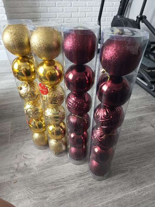 Фотография покупателя товара Ёлочные игрушки, шары новогодние , пластик, набор d-10 см, 6 шт "Грация ассорти" красный - Фото 5