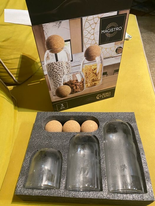 Фотография покупателя товара Набор банок стеклянных для сыпучих продуктов Magistro «Эко», 3 предмета: 450/700/1000 мл - Фото 4