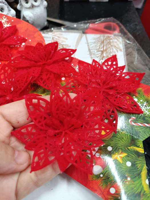 Фотография покупателя товара Украшение ёлочное "Резной цветок" (набор 6 шт) 7 см, красный - Фото 29
