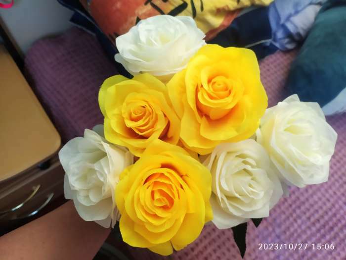 Фотография покупателя товара Цветы искусственные "Роза Глория" 9х60 см, белый - Фото 1