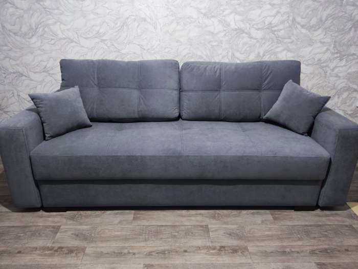 Фотография покупателя товара Прямой диван «Кардинал», тик-так, независимый пружинный блок, велюр, цвет selfie grey - Фото 2
