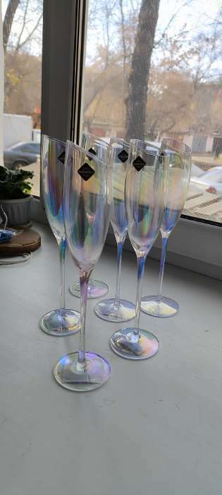 Фотография покупателя товара Бокал из стекла для шампанского Magistro «Иллюзия», 180 мл, 5,5×27,5 см, цвет перламутровый