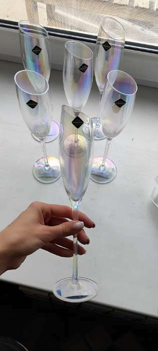 Фотография покупателя товара Бокал из стекла для шампанского Magistro «Иллюзия», 180 мл, 5,5×27,5 см, цвет перламутровый