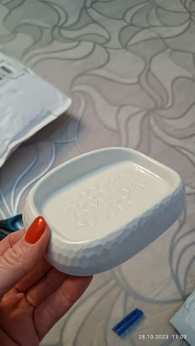 Фотография покупателя товара Мыльница Tule, 12.5×9.1×2.6 см, светло-серая