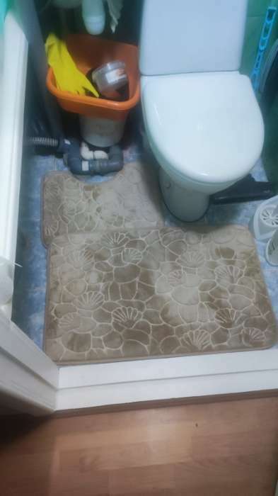 Фотография покупателя товара Набор ковриков для ванной и туалета Доляна «Галька, ракушки», 2 шт, 39×40 см, 50×80 см, цвет бежевый