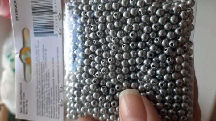 Фотография покупателя товара Набор бусин "Рукоделие" пластик, диаметр 4 мм, 25 гр, серебряный - Фото 1