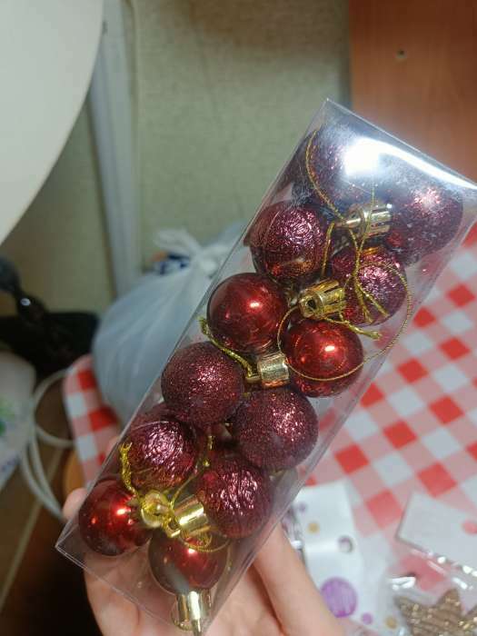 Фотография покупателя товара Ёлочные игрушки «Наоми», шары новогодние, d=3 см, набор 24 шт., красный - Фото 7