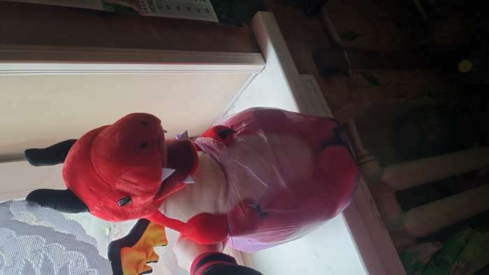 Фотография покупателя товара Мягкая игрушка «Дракон», с чёрными крыльями, 45 см, цвет красный - Фото 1