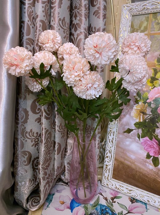 Фотография покупателя товара Цветы искусственные "Георгин шаровидный" 7*55 см, розовый