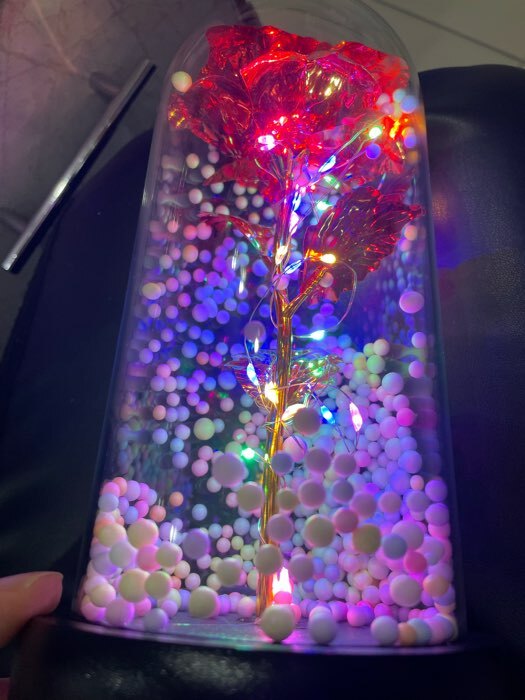 Фотография покупателя товара Ночник колба "Красный цветок" LED от батареек 3хААА 11х11х22 см - Фото 1