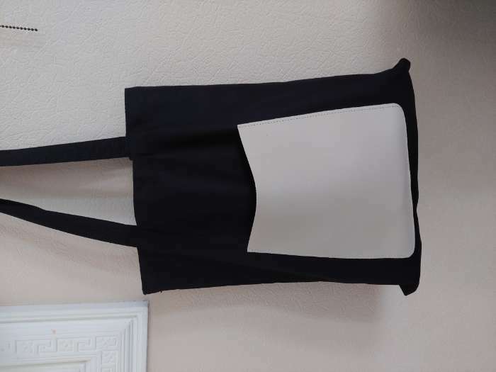 Фотография покупателя товара Шопер  NAZAMOK, карман кожзам, цвет чёрный, бежевый, 40х35 см - Фото 1