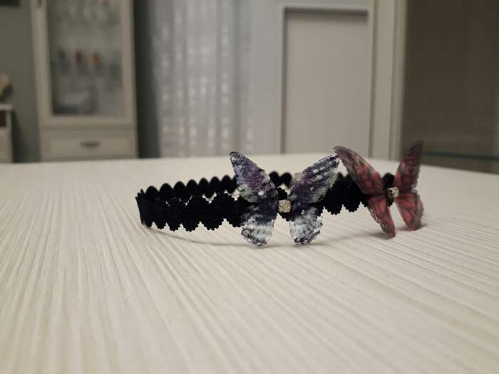 Фотография покупателя товара Чокер Butterfly дуэт, цвет розово-синий в чёрном - Фото 2