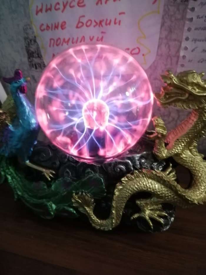 Фотография покупателя товара Плазменный шар "Дракон и птица", 23 см - Фото 1