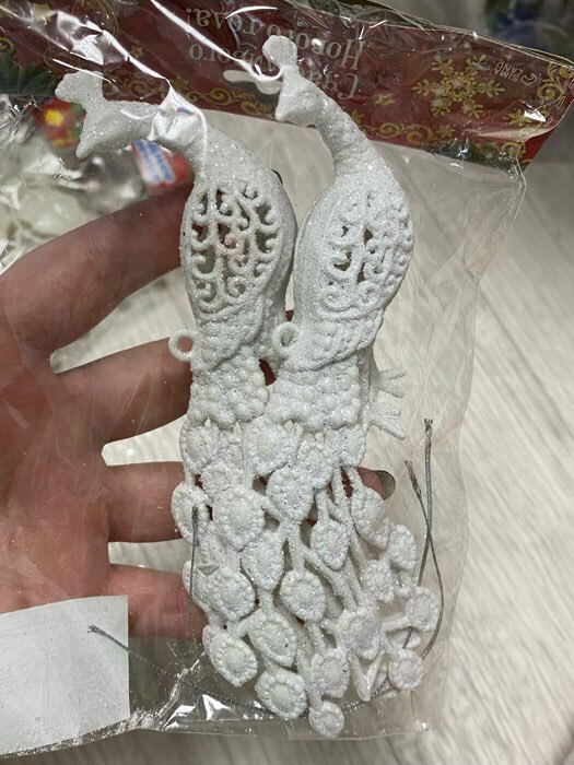 Фотография покупателя товара Ёлочные игрушки 2 шт. «Зимнее волшебство. Павлин» пластик, 5.5×16 см, белый - Фото 15