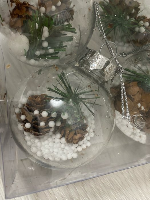 Фотография покупателя товара Ёлочные игрушки «Льдинка - шишки», шары новогодние, d=6 см, набор 6 шт., прозрачный - Фото 5