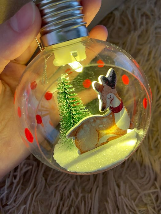 Фотография покупателя товара Ёлочный шар «Снеговик», d=8 см, 1 LED, от батареек, свечение тёплое белое - Фото 1