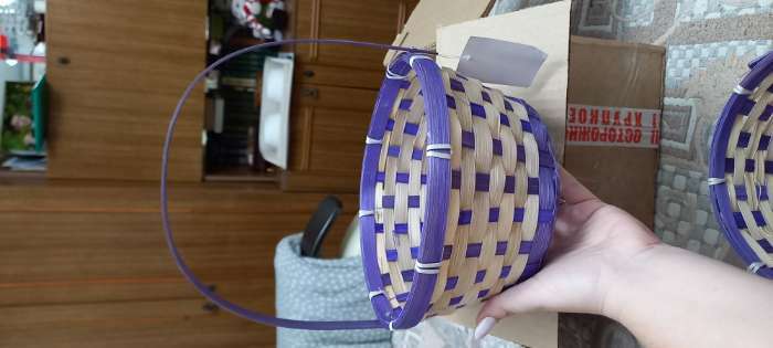 Фотография покупателя товара Корзина плетеная, бамбук, 21х21х10/24 см, фиолетовая
