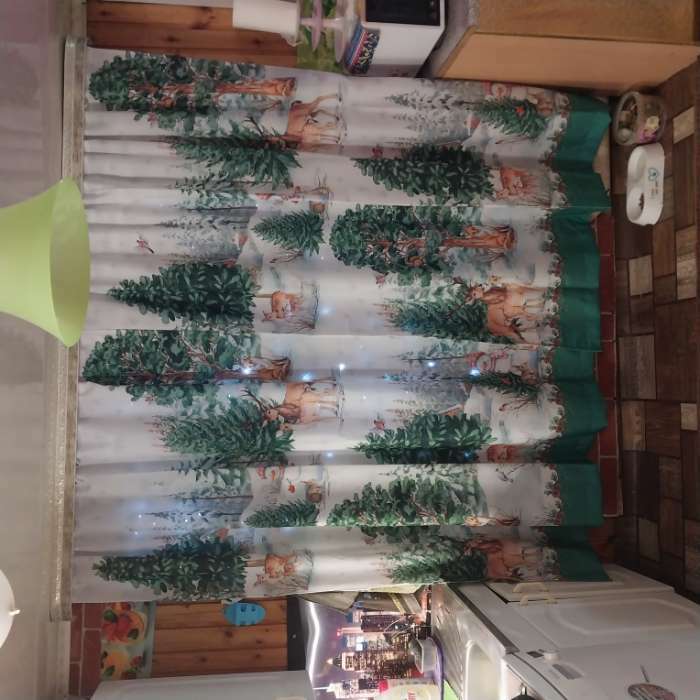Фотография покупателя товара Комплект штор для кухни с подхватами «Новогодний лес» 145х180см-2 шт., габардин - Фото 2
