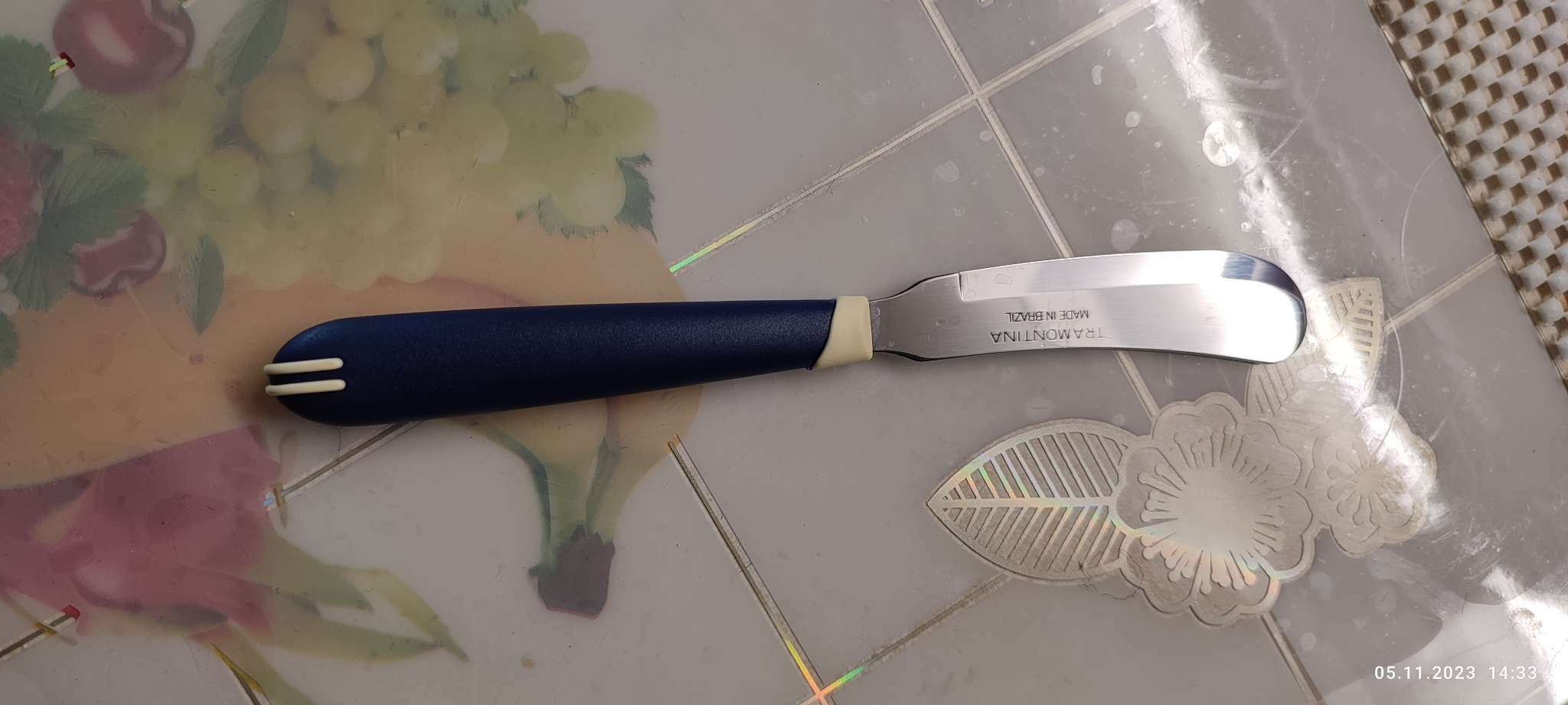Фотография покупателя товара Нож кухонный для масла Multicolor, лезвие 7,5 см, сталь AISI 420, цвет синий - Фото 1