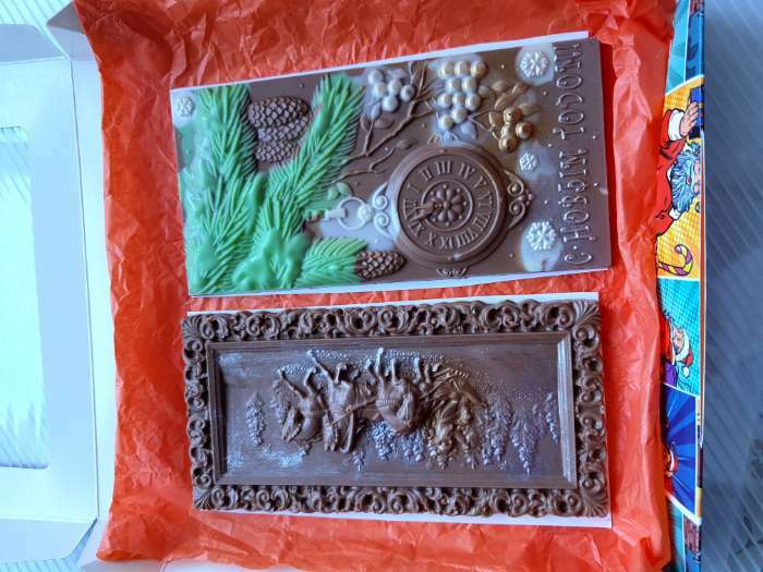 Фотография покупателя товара Форма для шоколада и конфет пластиковая «С Новым годом. Ёлка, часы», 17×8,5 см, цвет прозрачный - Фото 7