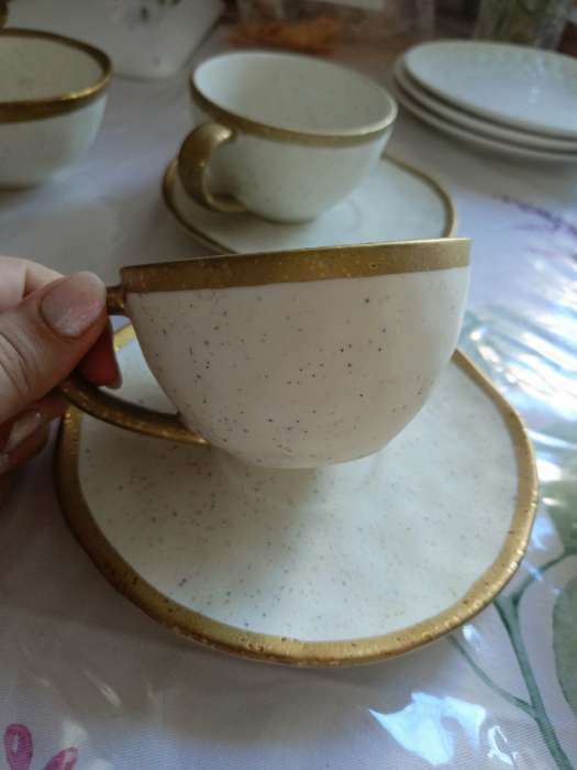Фотография покупателя товара Чайная пара фарфоровая Magistro Poursephona, 2 предмета: чашка 240 мл, блюдце d=16 см, цвет бежевый - Фото 9
